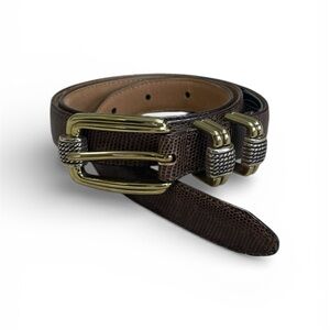 Brighton Textured Brown Belt with Gold Accents